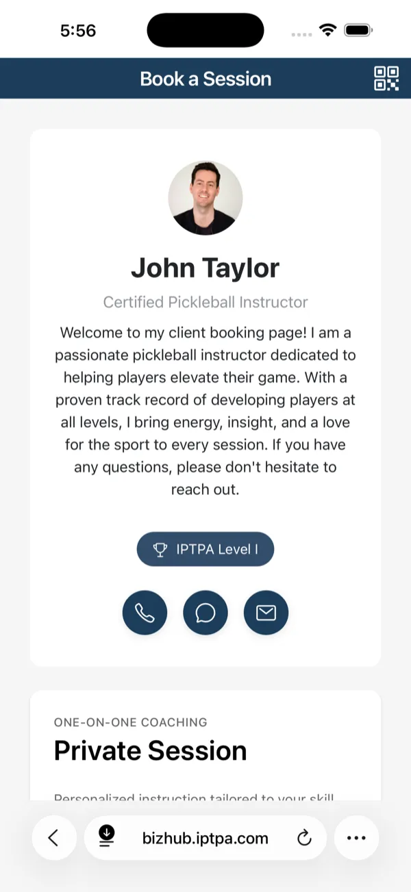 Booking page